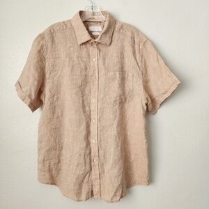 Porter & Ash 100% Linen Short Sleeve Button Down Shirt Mens XL